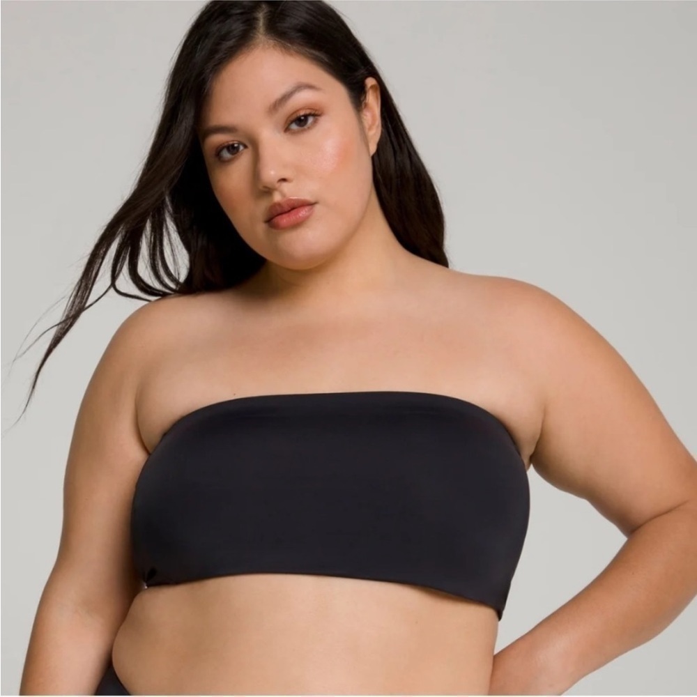 Good American Better Band Bikini Top Reversible Black and Latte